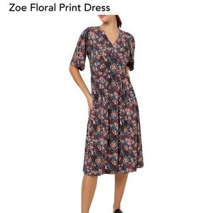 Leota Floral Midi Dress 3/4 Flutter Sleeves, size SM